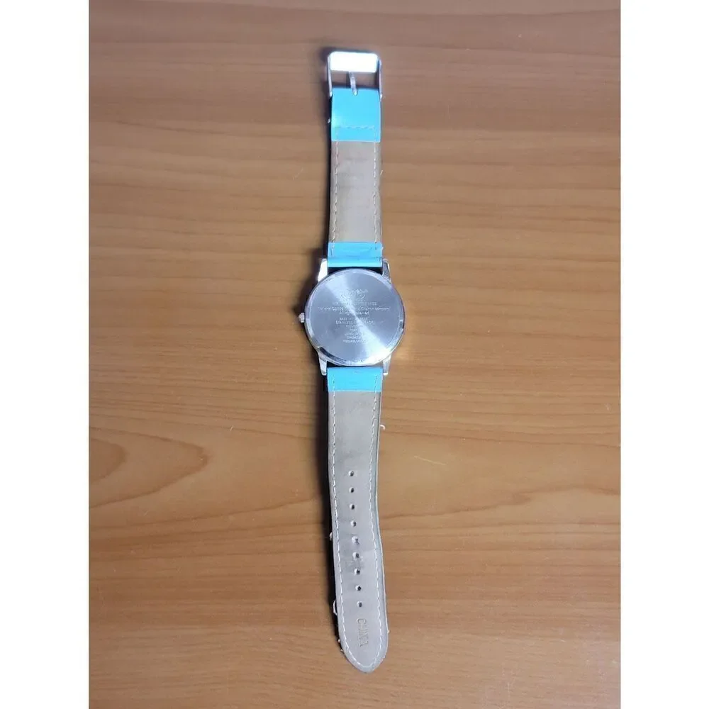 LITTLE MISS TROUBLE  BLUE BAND SILVER TONE WATCH